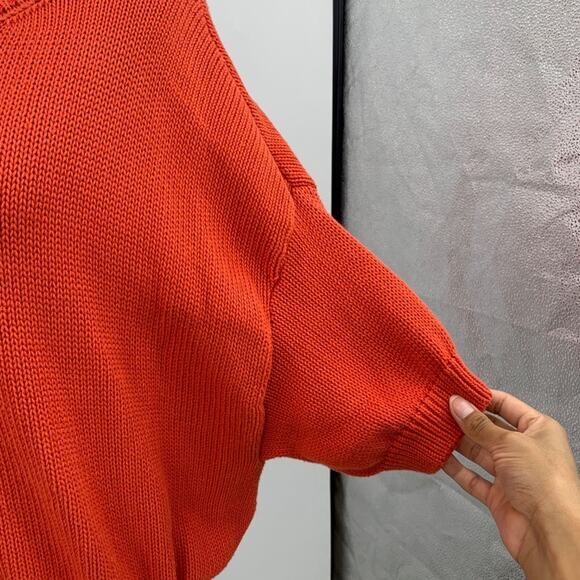 Rita Row Sweater Womens M Medium Tangerine Drop Shoulder Short Sleeve Knit Top - Picture 5 of 11